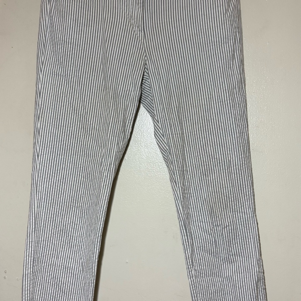 LOFT Black and White Striped Cropped Pants